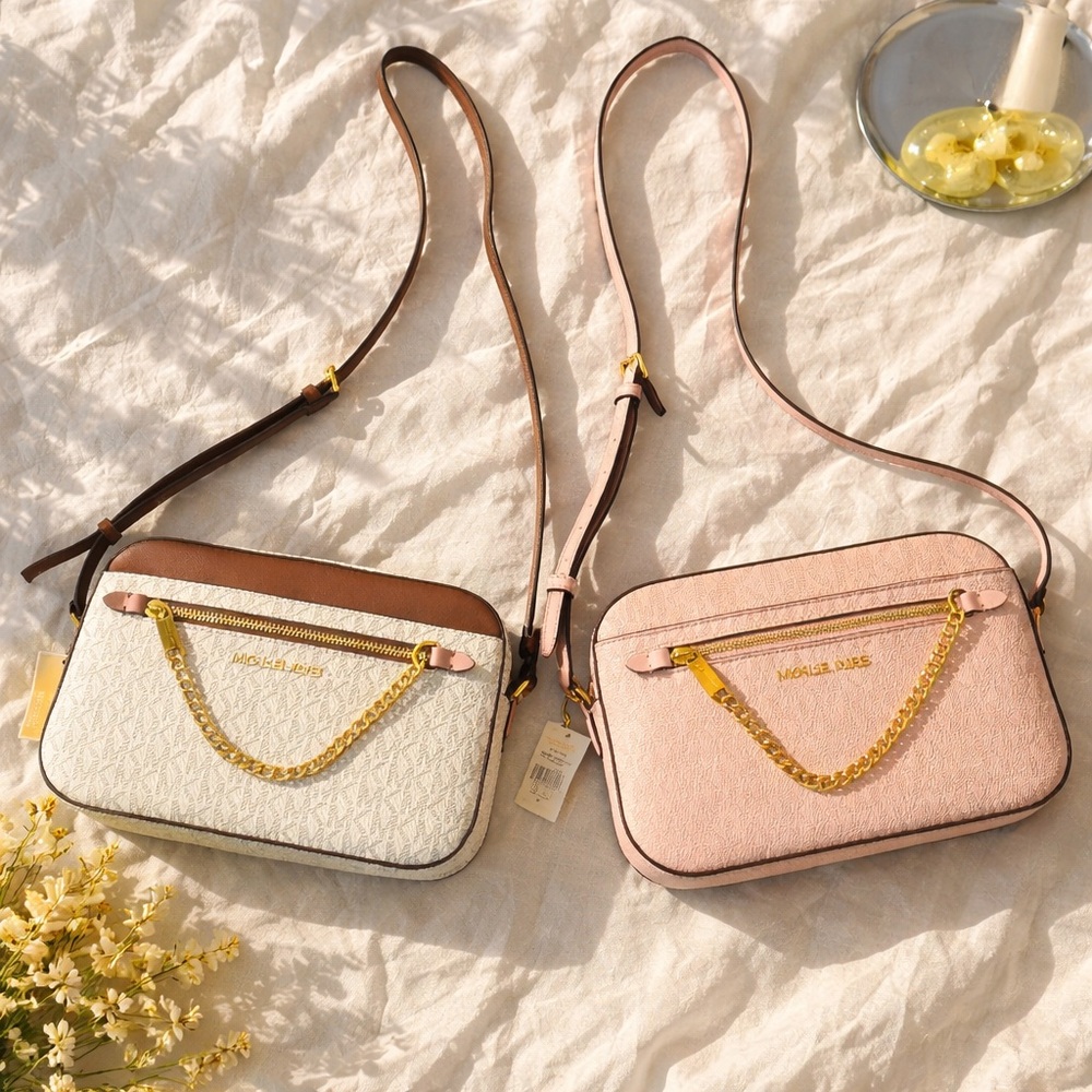 Michael Kors Pink and Cream Crossbody Bags 2 bag bundle
